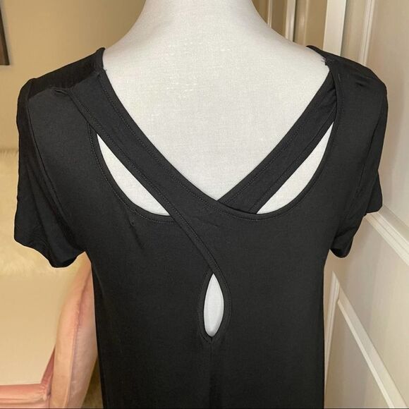 Black Jersey Knit Cross Back Dress Size Small - Picture 6 of 11
